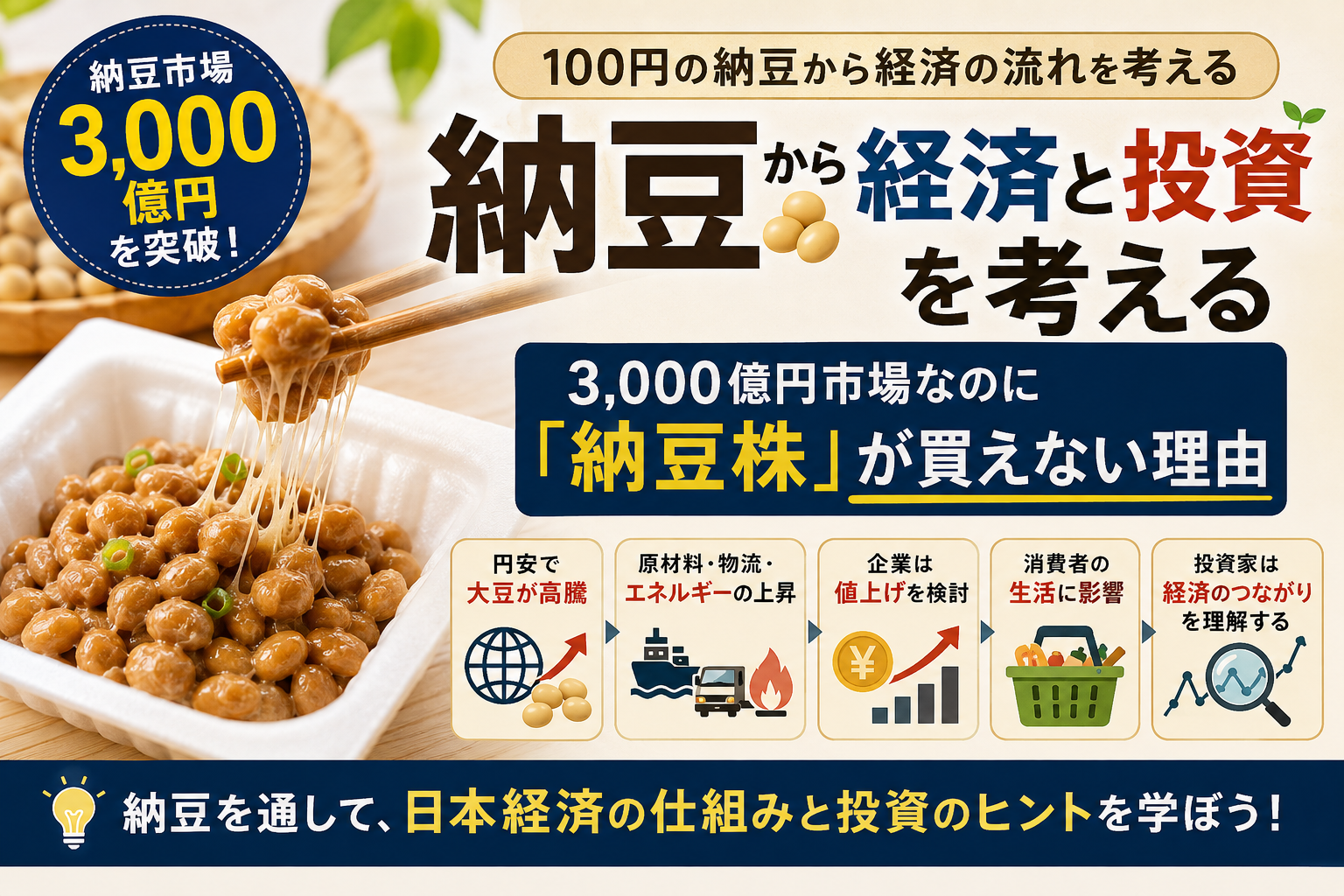 納豆から経済と投資を考える説明図