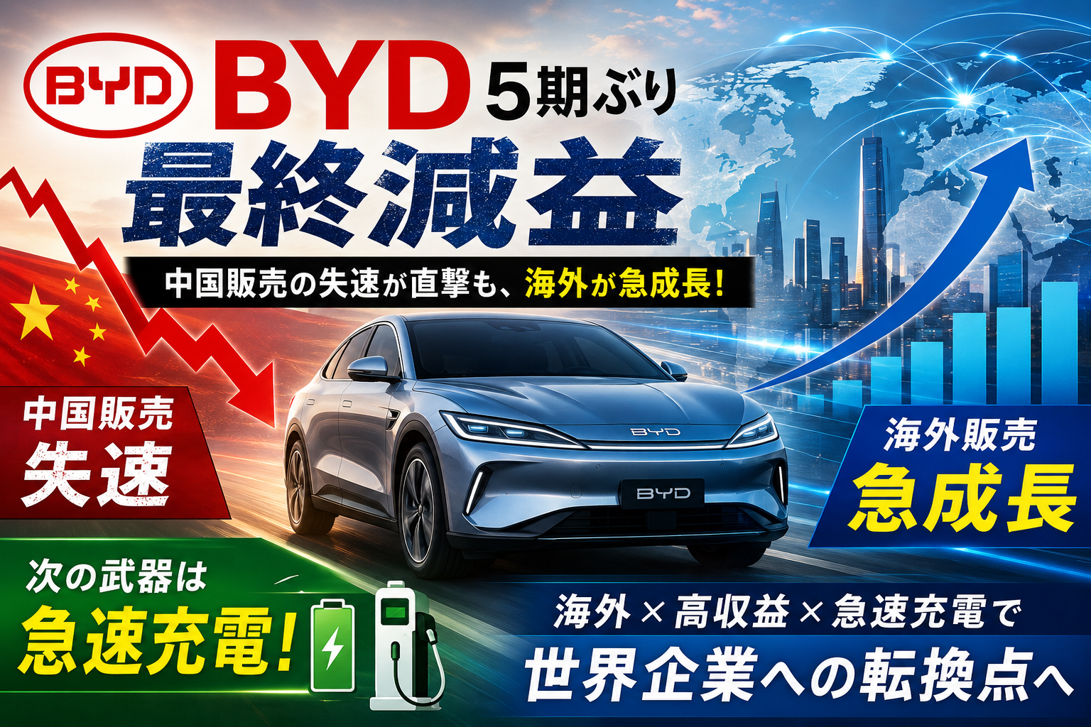 BYD5期ぶり最終減益