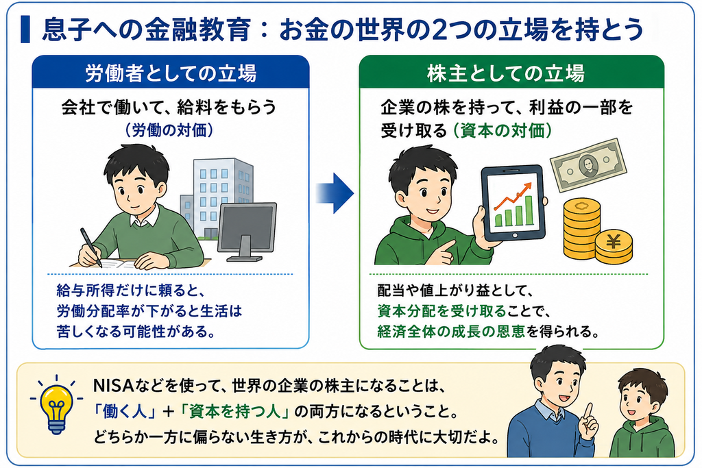 息子への金融教育を説明する図