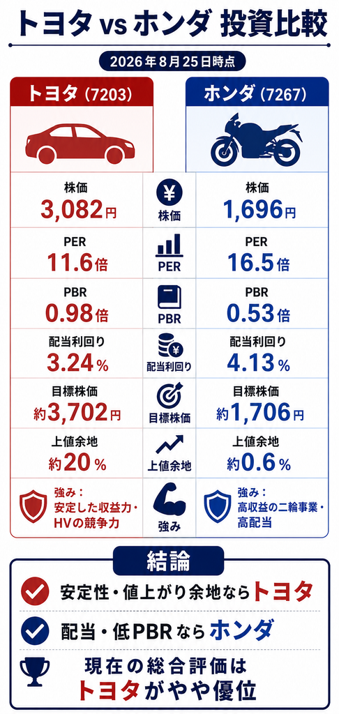 トヨタVSホンダ投資比較