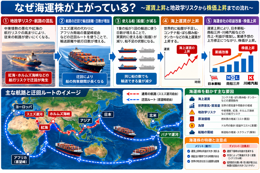 なぜ海運株が上がっている?運賃上昇から株価上昇までの流れ