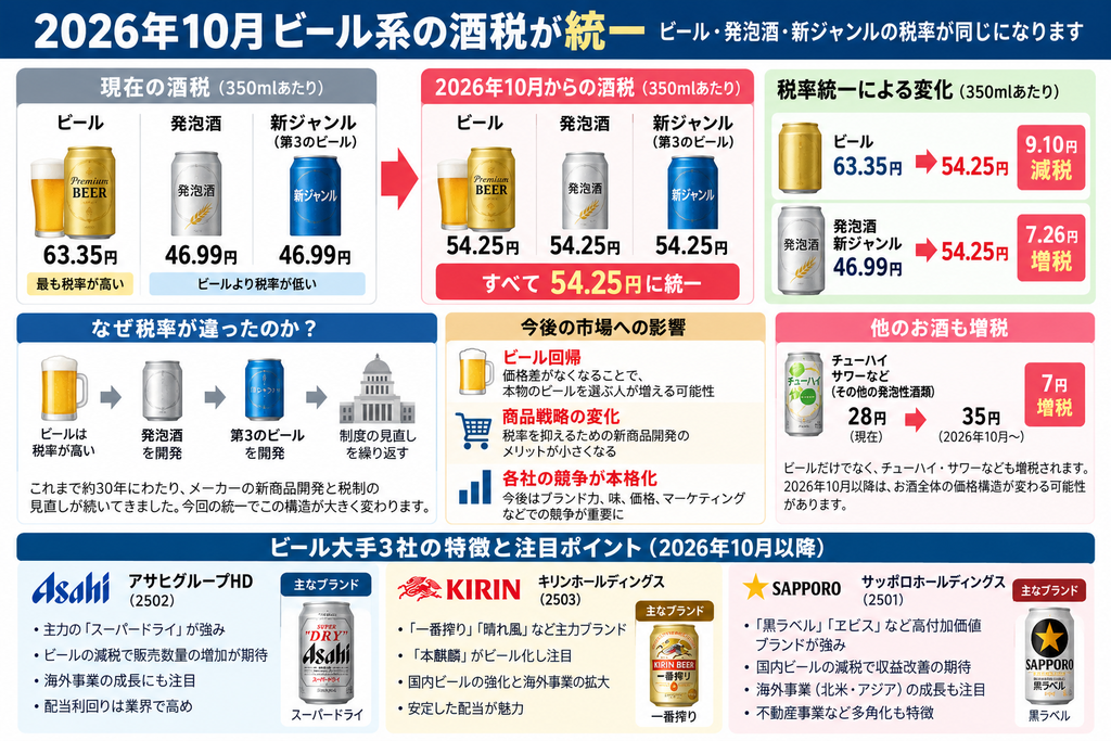2026年10月ビール系の酒税が統一