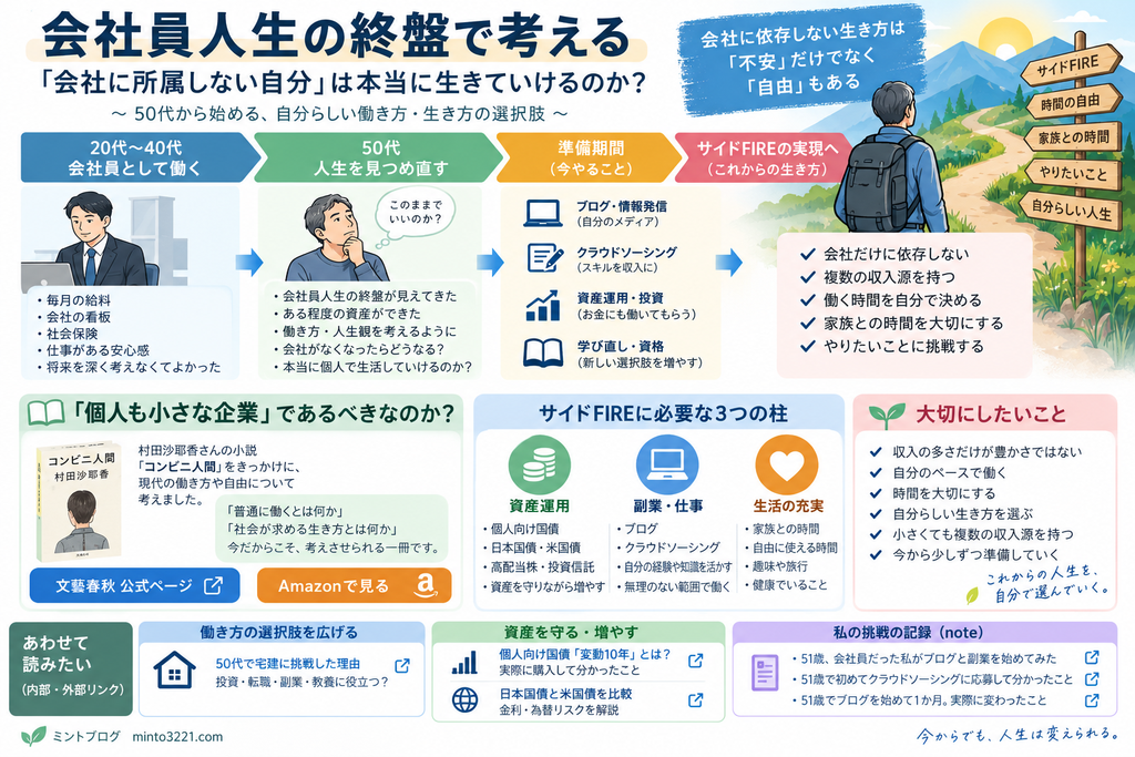 会社員人生の終盤で考える
会社に所属しない自分は本当に生きていけるのか?