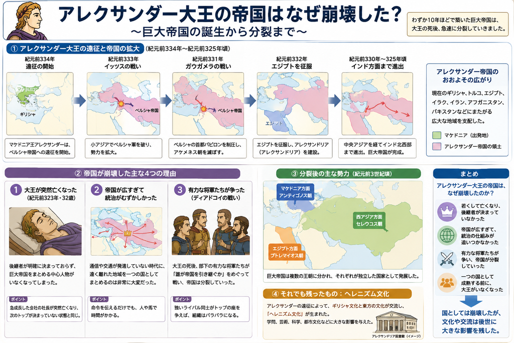 アレクサンダー大王の帝国はなぜ崩壊した?