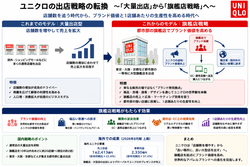 ユニクロの出店戦略の転換
大量出店から旗艦店戦略へ