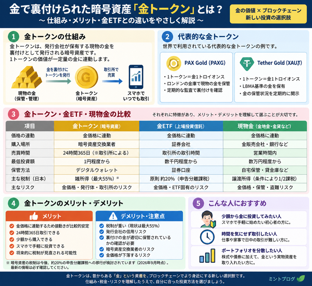 金で裏付けられた暗号資産金トークンとは？