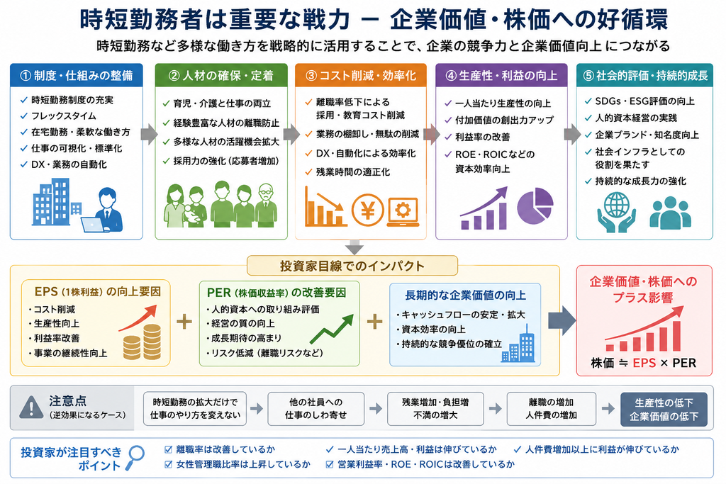 時短勤務者は重要な戦力ー企業価値・株価への好循環