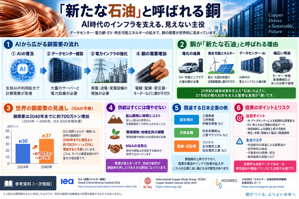 新たな石油と呼ばれる銅 AI時代のインフラを支える見えない主役