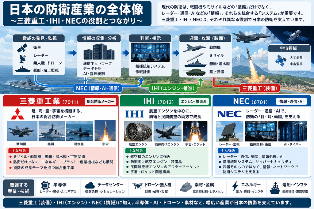 日本の防衛産業の全体像 三菱重工・IHI・NECの役割とつながり